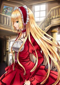 Rating: Safe Score: 0 Tags: 1girl bad_id bad_pixiv_id bangs blonde_hair blunt_bangs choker costume_switch crossover dress flower frills garan gosick green_eyes hairband handrail image indoors lolita_fashion lolita_hairband long_hair long_sleeves painting_(object) parted_lips photoshop_(medium) profile red_dress ribbon rozen_maiden solo souseiseki stairs standing suiseiseki very_long_hair victorica_de_blois User: admin