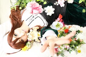 Rating: Safe Score: 0 Tags: 1girl ahoge blue_eyes blurry brown_hair depth_of_field dress flower foreshortening green_eyes heterochromia jewelry lips long_hair looking_at_viewer necklace red_eyes solo suiseiseki white_flower User: admin