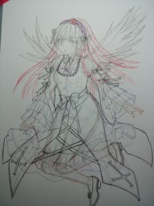 Rating: Safe Score: 0 Tags: 1girl dress eyebrows_visible_through_hair frills full_body hairband image long_hair long_sleeves looking_at_viewer monochrome ribbon sketch solo suigintou traditional_media very_long_hair wings User: admin