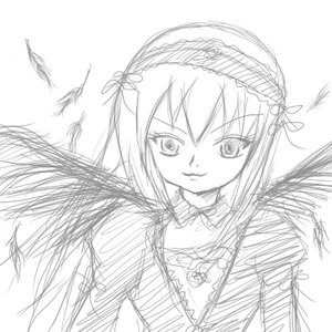 Rating: Safe Score: 0 Tags: 1girl closed_mouth flower frills greyscale hairband image long_hair looking_at_viewer monochrome simple_background sketch smile solo suigintou traditional_media upper_body white_background wings User: admin