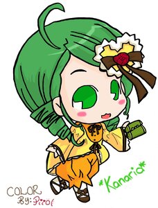 Rating: Safe Score: 0 Tags: 1girl :d ahoge artist_name blush_stickers bow chibi dated dress drill_hair flower frills full_body green_eyes green_hair holding image kanaria long_hair long_sleeves open_mouth rose simple_background smile solo standing white_background yellow_dress User: admin
