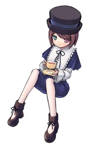 Rating: Safe Score: 0 Tags: 1girl brown_hair cup full_body green_eyes hat heterochromia image long_sleeves looking_at_viewer red_eyes short_hair sitting solo souseiseki teacup top_hat white_background User: admin