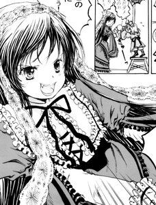 Rating: Safe Score: 0 Tags: 2girls blush dress frills greyscale image long_hair monochrome multiple_girls open_mouth solo suiseiseki User: admin