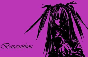 Rating: Safe Score: 0 Tags: 1girl barasuishou hair_ornament image long_hair looking_at_viewer monochrome purple_background purple_theme simple_background solo twintails upper_body User: admin
