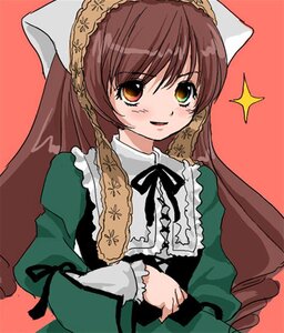 Rating: Safe Score: 0 Tags: 1girl blush brown_hair dress frills green_dress head_scarf image long_hair long_sleeves looking_at_viewer simple_background solo sparkle suiseiseki upper_body User: admin