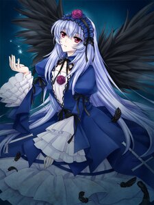 Rating: Safe Score: 0 Tags: 1girl black_wings dress feathers flower frilled_sleeves frills hairband image lolita_fashion long_hair long_sleeves looking_at_viewer pink_eyes red_eyes ribbon rose silver_hair solo suigintou very_long_hair wide_sleeves wings User: admin