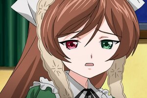 Rating: Safe Score: 0 Tags: 1girl braid brown_hair curtains dress frills green_eyes head_scarf heterochromia image long_hair looking_at_viewer open_mouth red_eyes solo suiseiseki twin_braids User: admin