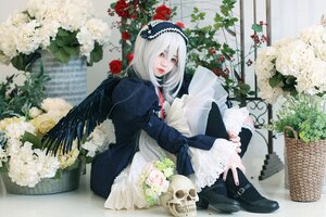 Rating: Safe Score: 0 Tags: 1girl dress flower lips long_hair rose sitting solo suigintou white_hair User: admin