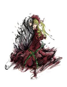 Rating: Safe Score: 0 Tags: 2girls blonde_hair dress hug image long_hair long_sleeves multiple_girls pair red_dress shinku suigintou white_background User: admin