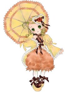 Rating: Safe Score: 0 Tags: 1girl blonde_hair bow dress drill_hair frills full_body green_eyes hina_ichigo holding holding_umbrella image kanaria lolita_fashion long_sleeves parasol smile solo striped twin_drills umbrella vertical_stripes wide_sleeves yellow_dress User: admin