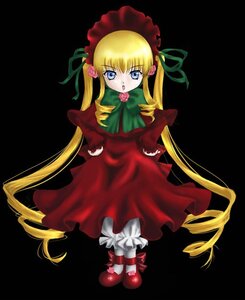 Rating: Safe Score: 0 Tags: 1girl black_background blonde_hair blue_eyes bonnet bow bowtie dress full_body green_bow image long_hair long_sleeves looking_at_viewer red_dress shinku shoes sidelocks simple_background solo standing twintails very_long_hair User: admin