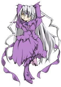 Rating: Safe Score: 0 Tags: 1girl barasuishou boots dress eyepatch frills full_body high_heels image long_hair long_sleeves purple_dress silver_hair solo very_long_hair yellow_eyes User: admin