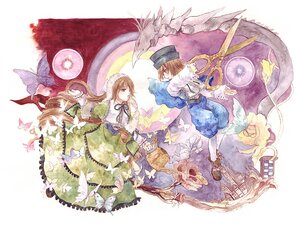 Rating: Safe Score: 0 Tags: 1boy blue_butterfly brown_hair bug butterfly dress hat image insect multiple_girls pair pantyhose short_hair siblings sisters souseiseki suiseiseki twins User: admin