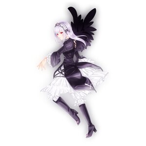 Rating: Safe Score: 0 Tags: 1girl black_wings boots dress feathers frills full_body hairband high_heel_boots high_heels image knee_boots long_hair long_sleeves looking_at_viewer red_eyes silver_hair solo suigintou wings User: admin