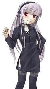 Rating: Safe Score: 0 Tags: 1girl black_dress black_legwear blush choker dress flower hairband image lace lace-trimmed_legwear long_hair long_sleeves looking_at_viewer red_eyes simple_background smile solo suigintou thighhighs very_long_hair white_background User: admin