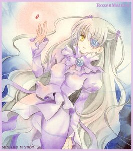 Rating: Safe Score: 0 Tags: 1girl barasuishou breasts colored_pencil_(medium) dress eyepatch flower frills hair_ornament heterochromia image long_hair long_sleeves pantyhose puffy_sleeves purple_flower purple_rose rose solo traditional_media two_side_up very_long_hair yellow_eyes User: admin