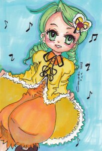 Rating: Safe Score: 0 Tags: 1girl ? bass_clef beamed_eighth_notes beamed_sixteenth_notes dancing dress drill_hair eighth_note flower frills green_eyes green_hair guitar image instrument kanaria long_sleeves music musical_note quarter_note ribbon rose sheet_music singing sixteenth_note smile solo spoken_musical_note staff_(music) traditional_media treble_clef twin_drills User: admin