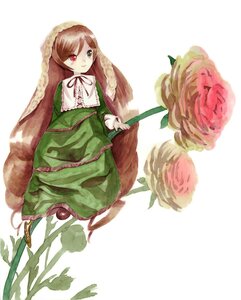 Rating: Safe Score: 0 Tags: 1girl absurdres brown_hair commentary_request dress flower frills full_body green_dress green_eyes hairband heterochromia highres image long_hair long_sleeves looking_at_viewer missacula red_eyes ribbon rose rozen_maiden sitting solo striped suiseiseki traditional_media very_long_hair watering_can white_background User: admin