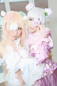 Rating: Safe Score: 0 Tags: 2girls blonde_hair dress eyepatch flower hair_ornament lips long_hair mask multiple_cosplay multiple_girls photo rose tagme white_flower white_rose User: admin