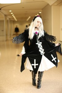 Rating: Safe Score: 0 Tags: 1girl bangs black_dress black_footwear black_wings blurry boots cross-laced_footwear dress frills full_body gothic_lolita lace long_hair long_sleeves skirt_hold solo standing suigintou wings User: admin