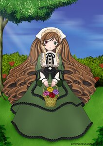 Rating: Safe Score: 0 Tags: 1girl brown_hair bush day dress flower frills grass green_dress green_eyes heterochromia image long_hair long_sleeves looking_at_viewer outdoors plant red_eyes rose sky solo suiseiseki tree very_long_hair watering_can User: admin