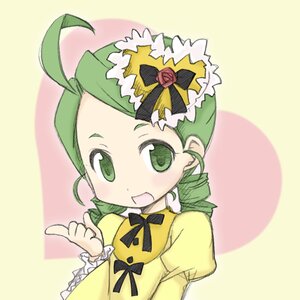 Rating: Safe Score: 0 Tags: 1girl :d ahoge bow dress drill_hair green_eyes green_hair image index_finger_raised kanaria long_sleeves looking_at_viewer open_mouth puffy_sleeves ribbon simple_background smile solo twin_drills upper_body yellow_dress User: admin