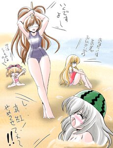 Rating: Safe Score: 0 Tags: beach blonde_hair blush brown_hair closed_eyes food fruit image long_hair multiple multiple_girls one-piece_swimsuit ponytail school_swimsuit swimsuit tagme watermelon User: admin