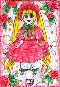 Rating: Safe Score: 0 Tags: 1girl blonde_hair bloomers blue_eyes blush bonnet bow dress flower full_body image long_hair long_sleeves looking_at_viewer marker_(medium) pink_rose red_dress red_flower red_rose rose shinku smile solo standing traditional_media twintails underwear very_long_hair watercolor_(medium) User: admin