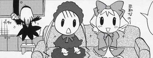 Rating: Safe Score: 0 Tags: :d bow dress greyscale hair_bow image monochrome multiple multiple_girls open_mouth smile tagme User: admin