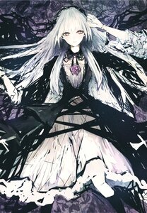 Rating: Safe Score: 0 Tags: 1girl black_dress closed_mouth doll_joints dress expressionless flower frills hairband image joints long_hair long_sleeves purple_rose red_eyes rose solo suigintou very_long_hair User: admin