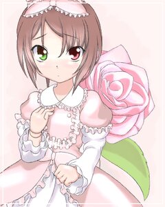 Rating: Safe Score: 0 Tags: 1girl blush bow brown_hair dress frills green_eyes hair_bow heterochromia image juliet_sleeves long_sleeves looking_at_viewer lowres pink_bow pink_dress puffy_sleeves red_eyes rozen_maiden saga_inu short_hair solo souseiseki striped striped_background suiseiseki vertical_stripes User: admin