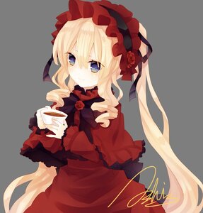 Rating: Safe Score: 0 Tags: 1girl blonde_hair blue_eyes bonnet bow capelet cup dress drill_hair flower frills hairband holding holding_cup image long_hair looking_at_viewer red_capelet red_dress ribbon rose shinku solo teacup transparent_background User: admin
