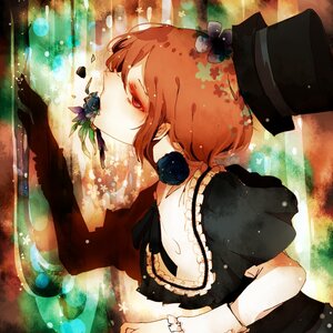 Rating: Safe Score: 0 Tags: 1girl blue_flower brown_hair choker dress flower hair_ornament hat image profile short_hair solo souseiseki top_hat User: admin