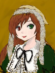 Rating: Safe Score: 0 Tags: 1girl brown_hair frills green_dress green_eyes head_scarf heterochromia image long_hair looking_at_viewer red_eyes simple_background smile solo suiseiseki tongue tongue_out upper_body User: admin