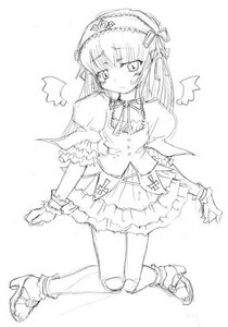 Rating: Safe Score: 0 Tags: 1girl blush dress frills full_body greyscale hairband image lolita_hairband long_hair long_sleeves looking_at_viewer monochrome simple_background sketch solo standing suigintou white_background User: admin