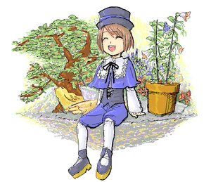 Rating: Safe Score: 0 Tags: 1girl brown_hair closed_eyes dress flower hat image open_mouth pantyhose ribbon short_hair sitting smile solo souseiseki tree User: admin