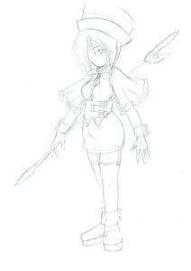 Rating: Safe Score: 0 Tags: 1girl boots breasts capelet full_body greyscale hair_over_one_eye hat image monochrome short_hair sketch skirt solo souseiseki standing thighhighs User: admin