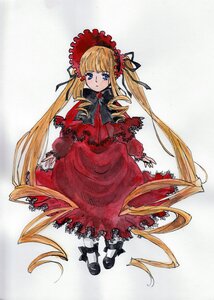Rating: Safe Score: 0 Tags: 1girl bangs black_footwear blonde_hair blue_eyes blush bonnet bow dress drill_hair frills full_body image long_hair long_sleeves looking_at_viewer red_dress shinku shoes solo standing traditional_media twintails very_long_hair User: admin
