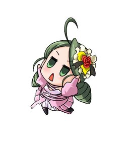 Rating: Safe Score: 0 Tags: 1girl ahoge chibi flower green_eyes green_hair hair_ornament image kanaria rose simple_background solo white_background User: admin