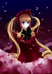 Rating: Safe Score: 0 Tags: 1girl blonde_hair blue_eyes bow dress flower image long_hair long_sleeves looking_at_viewer petals red_dress rose rose_petals shinku solo twintails User: admin