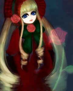 Rating: Safe Score: 0 Tags: 1girl absurdly_long_hair bangs blonde_hair blue_eyes bonnet dress flower hat image long_hair long_sleeves looking_at_viewer pink_rose red_dress red_flower red_rose rose shinku sitting solo v_arms very_long_hair User: admin
