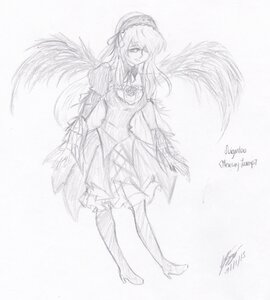 Rating: Safe Score: 0 Tags: 1girl dress feathered_wings full_body greyscale hairband image long_hair long_sleeves monochrome puffy_sleeves sketch solo striped suigintou thigh_boots thighhighs wings User: admin