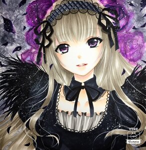 Rating: Safe Score: 0 Tags: 1girl choker flower gothic_lolita hairband image lolita_fashion long_hair looking_at_viewer petals purple_eyes purple_flower purple_rose ribbon rose silver_hair solo suigintou upper_body User: admin