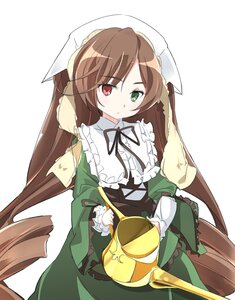 Rating: Safe Score: 0 Tags: 1girl brown_hair dress drill_hair frills green_dress green_eyes head_scarf heterochromia image long_hair long_sleeves looking_at_viewer red_eyes ribbon simple_background solo suiseiseki twin_drills twintails very_long_hair watering_can white_background User: admin
