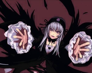 Rating: Safe Score: 0 Tags: 1girl black_dress black_wings detached_collar dress flower frilled_sleeves frills hairband image long_hair long_sleeves looking_at_viewer open_mouth outstretched_arm outstretched_hand palms reaching silver_hair simple_background solo suigintou wings User: admin