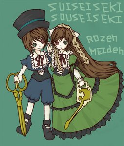 Rating: Safe Score: 0 Tags: 2girls blue_dress brown_hair dress frills green_dress green_eyes hat heterochromia holding holding_hands image long_hair long_sleeves looking_at_viewer multiple_girls pair red_eyes short_hair siblings simple_background sisters souseiseki suiseiseki top_hat twins very_long_hair User: admin