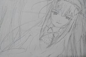 Rating: Safe Score: 0 Tags: 1girl bow bowtie greyscale image long_hair looking_at_viewer monochrome simple_background sketch solo suigintou upper_body User: admin