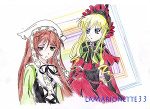 Rating: Safe Score: 0 Tags: 2girls blonde_hair blue_eyes bonnet bow dress frills green_eyes head_scarf heterochromia image long_hair long_sleeves looking_at_viewer multiple_girls pair red_eyes shinku suiseiseki traditional_media twintails User: admin