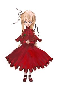 Rating: Safe Score: 0 Tags: 1girl blonde_hair blue_eyes capelet dress full_body hair_ribbon image long_hair long_sleeves looking_at_viewer red_dress ribbon shinku shoes simple_background solo standing striped white_background User: admin