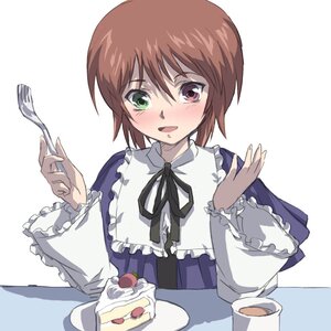Rating: Safe Score: 0 Tags: 1boy blush brown_hair cake food frills fruit green_eyes heterochromia holding image long_sleeves open_mouth solo souseiseki strawberry striped white_background User: admin
